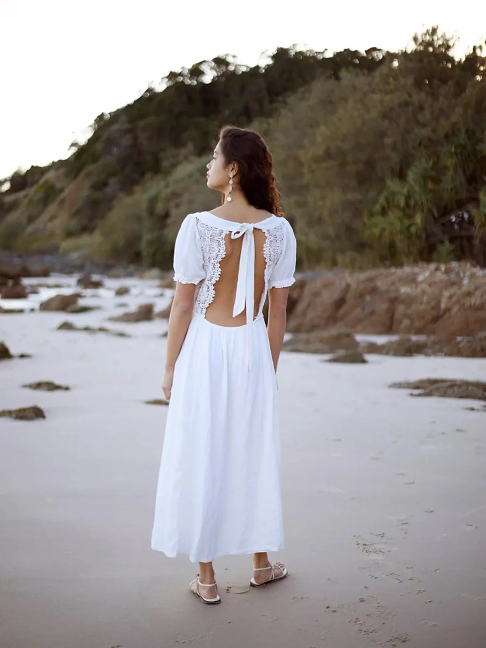 Free People White Backless Maxi Dress with Lace Bodice - Picture 5 of 5